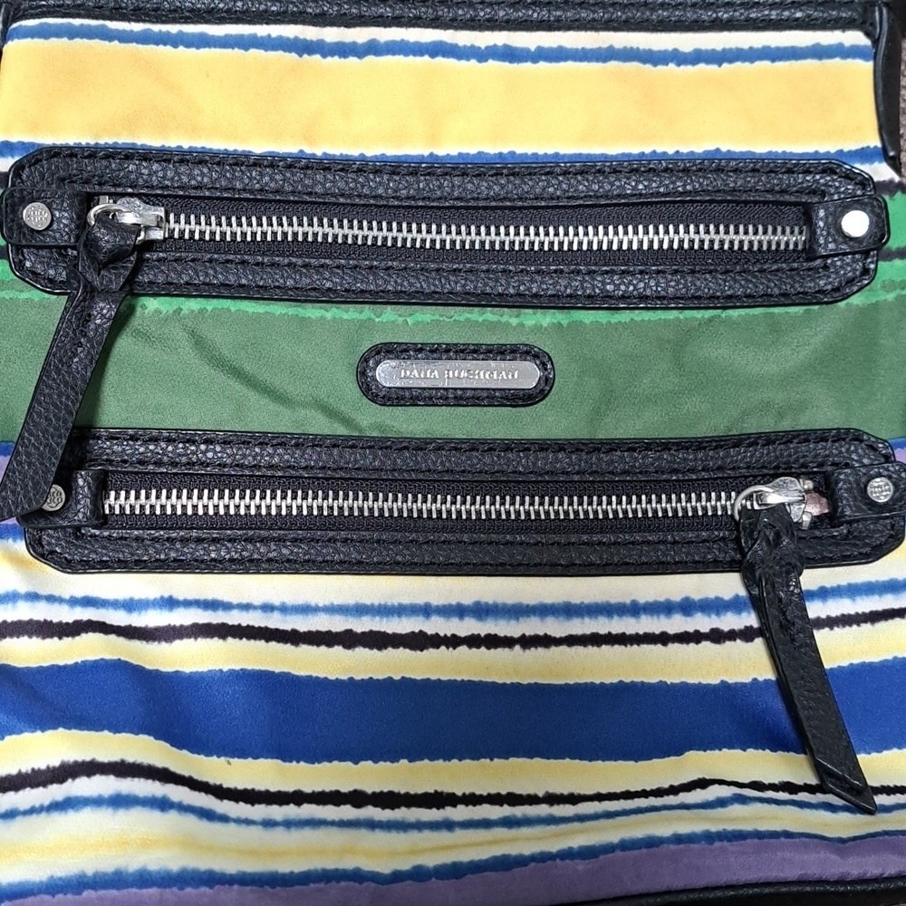 Dana Buchman Vibrant Multicolor Striped Crossbody Bag Multiple Zip Compartments - Picture 3 of 8